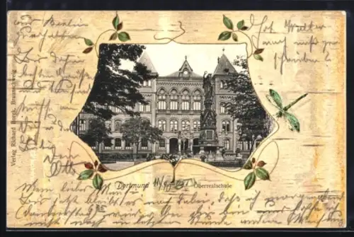 Lithographie Dortmund, Oberrealschule, Libelle, Passepartout