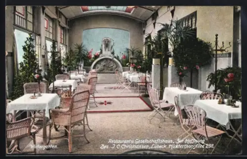 AK Lübeck, Restaurant Zur Hoffnung, Bes. J. C. Christiansen, Hüxterthor-Allee 23a