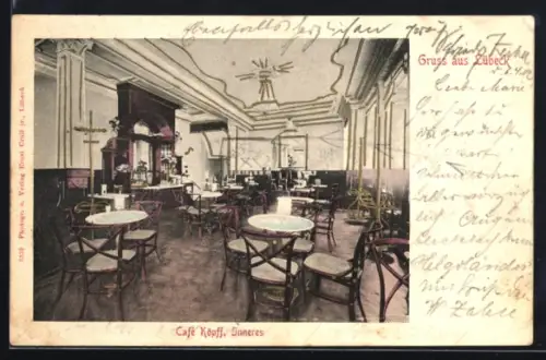 AK Lübeck, Cafe Köpff, Innenansicht