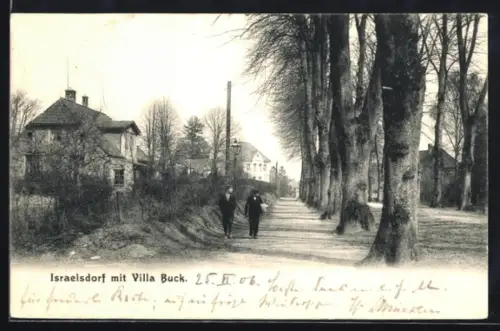 AK Israelsdorf, Strassenpartie mit Villa Buck