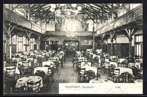 AK Israelsdorf, Gaststätte Forsthalle, Saal, Innenansicht