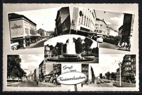 AK Kaiserslautern, Verschiedene Strassenansichten und Brunnen