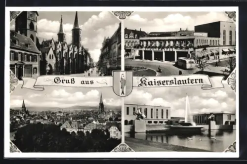 AK Kaiserslautern, Kirche, Stadtansicht, Brunnenanlage