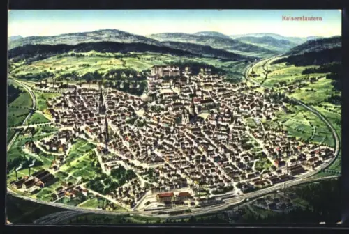 Künstler-AK Kaiserslautern, Schematische Gesamtansicht