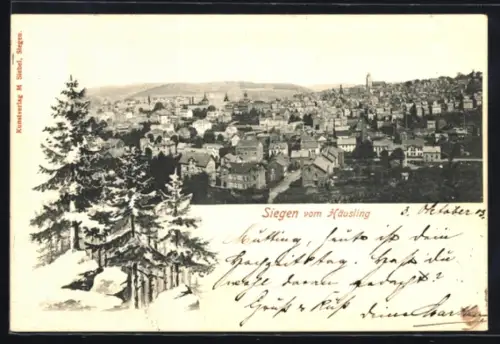 AK Siegen, Stadtansicht vom Häusling, Verschneite Tannen