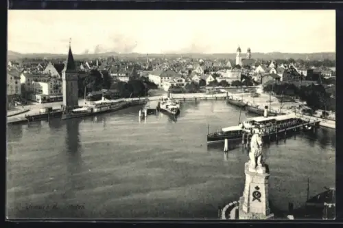 AK Lindau i. B., Hafen und Ort aus der Vogelschau