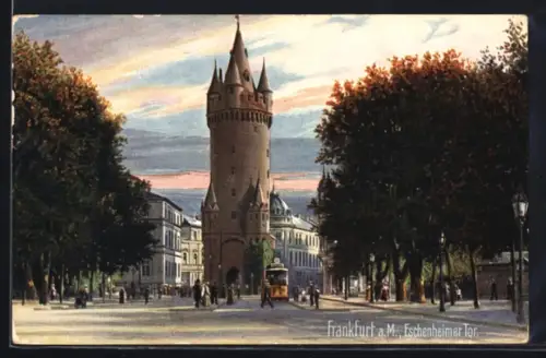 AK Frankfurt a.M., Blick zum Eschenheimer Tor