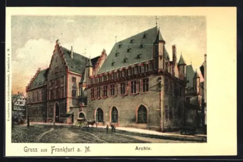 AK Frankfurt a. M., Archiv mit Strassenpartie