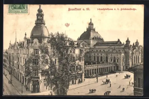 AK Frankfurt a. M., Schauspielhaus von der Friedensstrasse