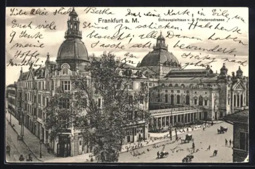 AK Frankfurt a. M., Schauspielhaus von der Friedensstrasse