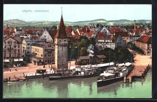 AK Lindau i. Bodensee, Hafen mit Gasthof zur Helvetia