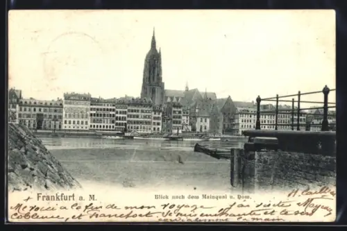 AK Alt-Frankfurt, Blick nach dem Mainquai und Dom