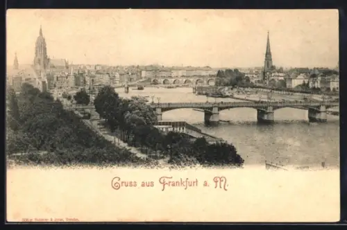 AK Alt-Frankfurt, Uferpartie mit Dom