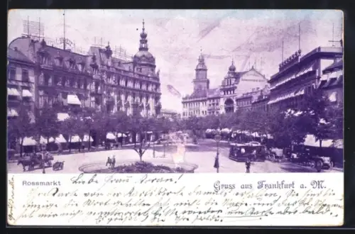 AK Frankfurt a. M., Rossmarkt mit Strassenbahn