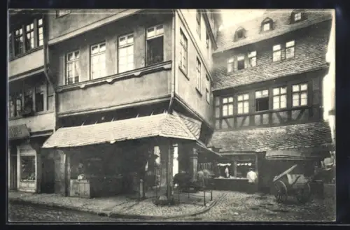 AK Alt-Frankfurt, Tuchgaden mit Schirne-Haus auf vier hölzernen Säulen