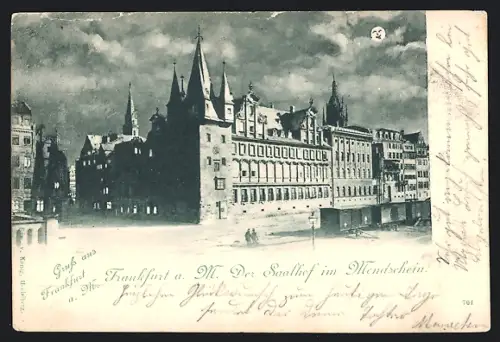 AK Alt-Frankfurt, Der Saalhof im Mondschein
