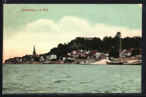 AK Lauenburg, Stadtansicht mit Elbe