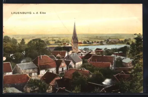 AK Lauenburg a. d. Elbe, Teilansicht mit Kirche