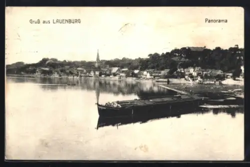 AK Lauenburg, Panorama mit Kirche