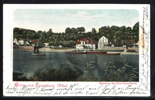 AK Lauenburg /Elbe, Mündung des Elbe-Trave-Kanal