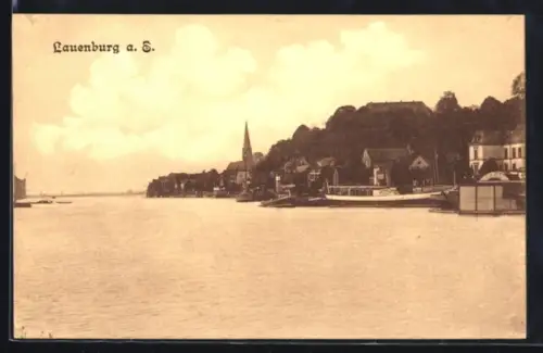 AK Lauenburg, Ortsansicht, Dampfer