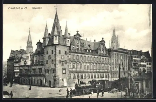 AK Alt-Frankfurt, Saalhof mit Eisenbahn