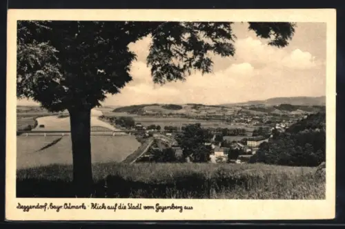 AK Deggendorf, Blick auf die Stadt vom Berg aus