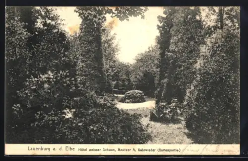 AK Lauenburg, Parkanlage im Hotel Weisser Schwan