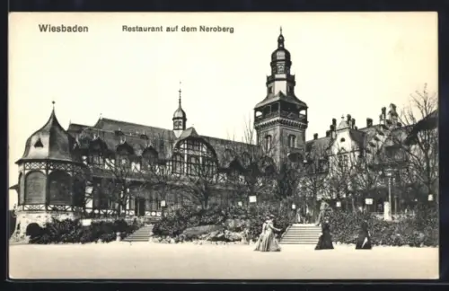 AK Wiesbaden, Restaurant auf dem Neroberg