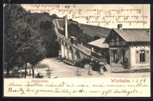 AK Wiesbaden, Blick auf die Nerobergbahn