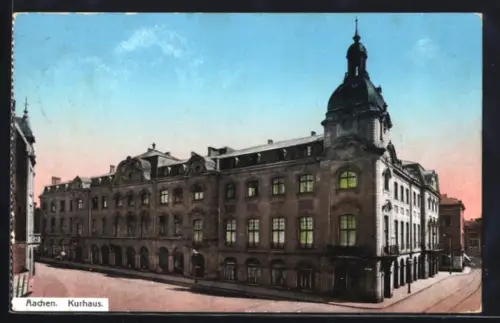 AK Aachen, Kurhaus mit Strassenpartie