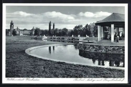 AK Wiesbaden, Herbert-Anlage mit Hauptbahnhof