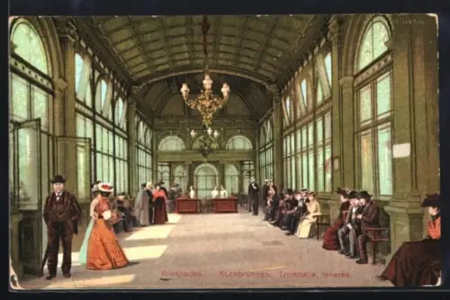 AK Wiesbaden, Kochbrunnen, Trinkhalle, Inneres