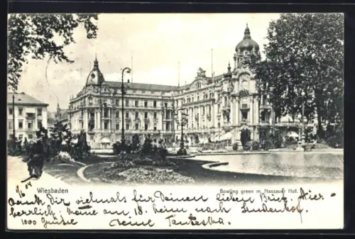 AK Wiesbaden, Bowling green mit Hotel Nassauer Hof