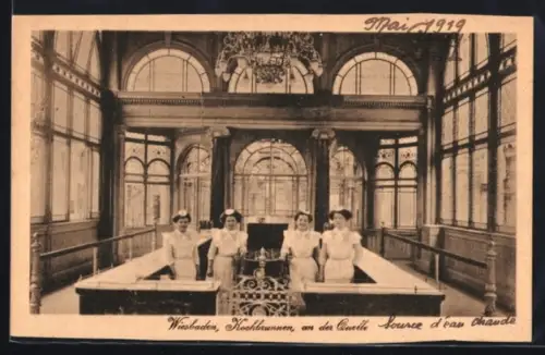 AK Wiesbaden, Kochbrunnen an der Quelle