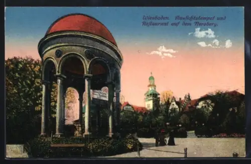 AK Wiesbaden, Aussichtstempel und Restaurant auf dem Neroberg