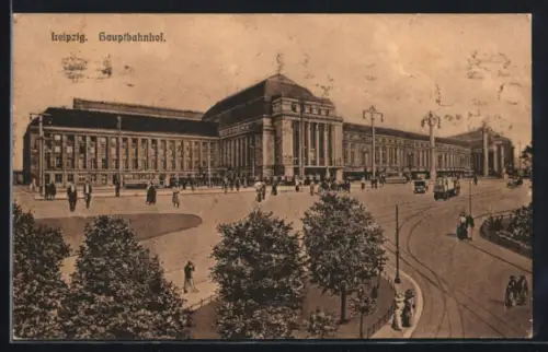 AK Leipzig, Blick zum Hauptbahnhof