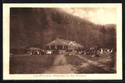 AK Monbachtal bei Bad Liebenzell, Gruppenaufnahme vor dem Jugendferienheim