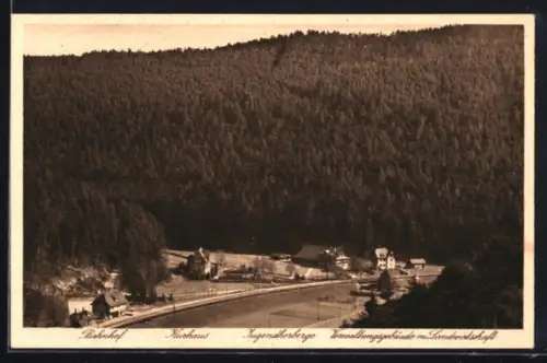 AK Bad Liebenzell, Ansicht mit Bahnhof, Kurhaus, Jugendherberge