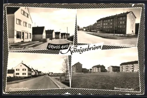 AK Königsbrunn, v. Eichendorff-Strasse, St. Johannesstrasse, Röntgenstrasse