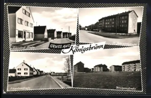AK Königsbrunn, v. Eichendorff-Strasse, St. Johannesstrasse, Röntgenstrasse
