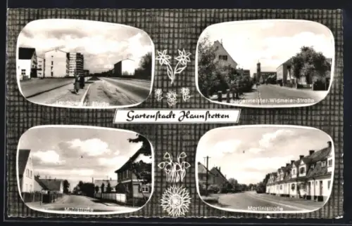 AK Haunstetten, Landsberger Strasse, Mühlstrasse, Martinistrasse