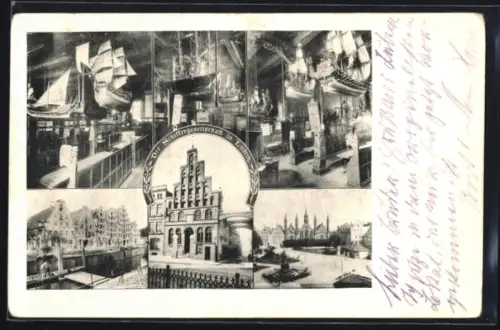 AK Lübeck, Schiffergesellschaft, Schifffahrtsmuseum, Hafenpartie