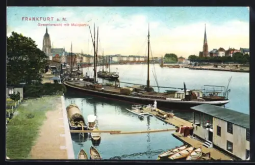 AK Frankfurt a. M., Gesamtansicht mit Mainpartie