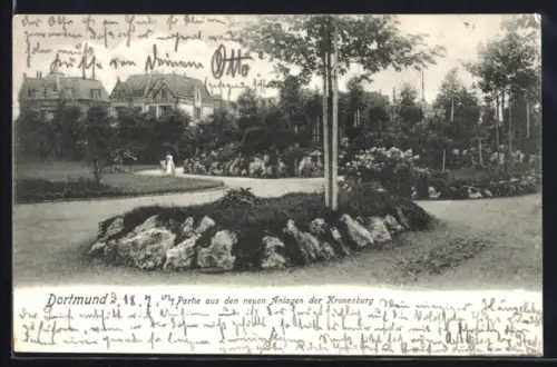 AK Dortmund, Partie aus den neuen Anlagen der Kronenburg