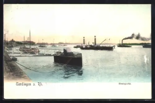 AK Uerdingen a. Rh., Dampfschiffe auf dem Rhein