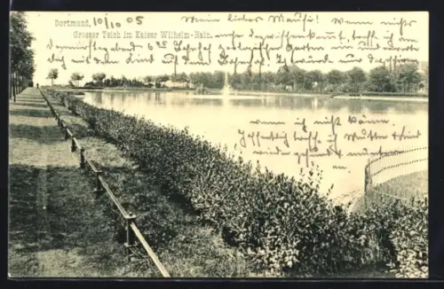 AK Dortmund, Grosser Teich im Kaiser Wilhelm-Hain