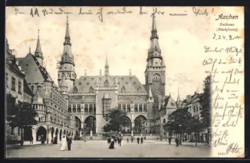 AK Aachen, Rathaus, Rückfront