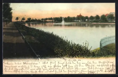 AK Dortmund, Grosser Teich im Kaiser Wilhelm-Hain