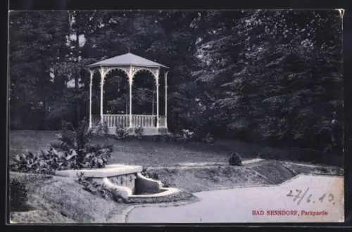 AK Bad Nenndorf, Parkpartie mit Pavillon